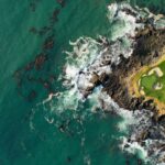 golfcourse aerial view ocean